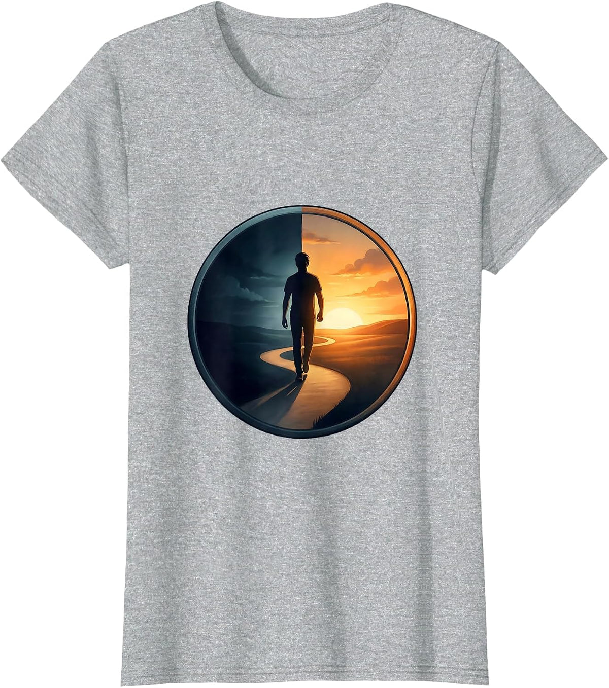Suicide Prevention Stepping Into the Light Design T-Shirt - Heather Grey