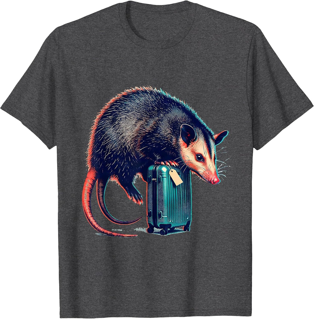 Oversized Opossum Collapse Absurd Humor Animal Meme T-Shirt - Dark Heather Grey