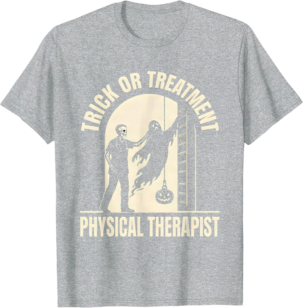 Men's Trick Or Treatment Physical Therapist Halloween PT Humor T-Shirt - Heather Grey
