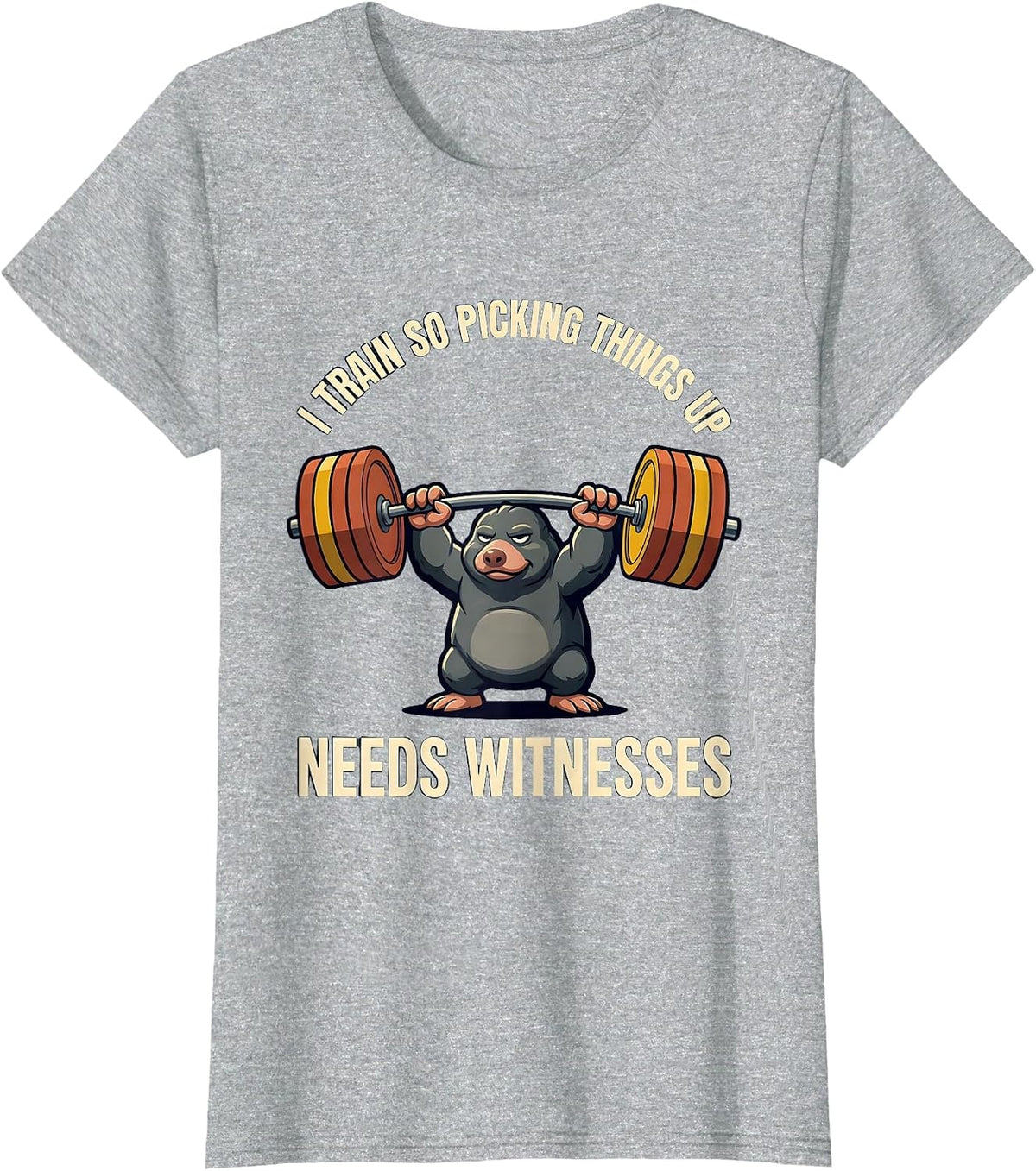 I TRAIN SO PICKING THINGS UP NEEDS WITNESSES Funny Gym T-Shirt - Heather Grey