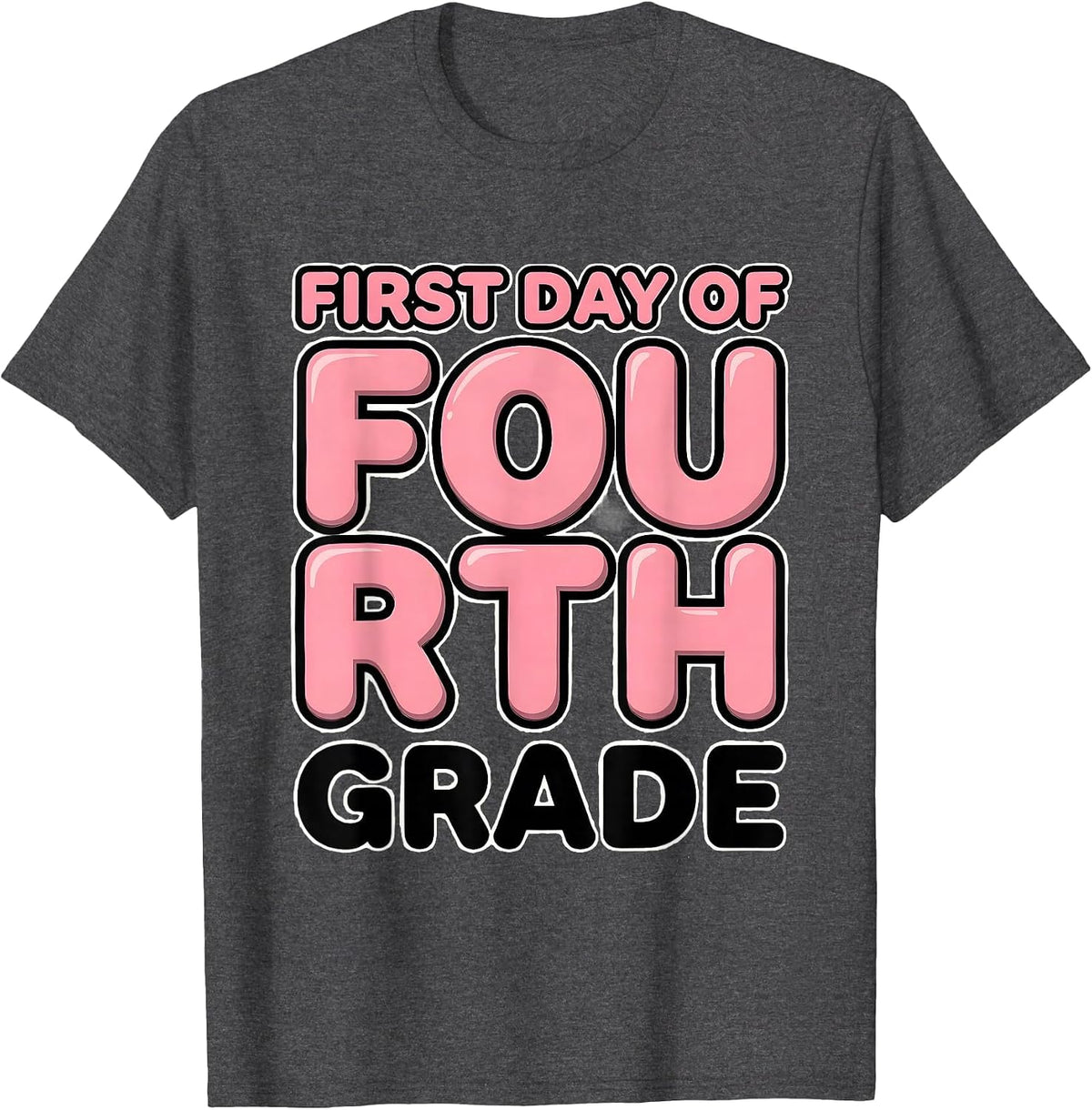 First Day Of Fourth Grade Coquette Back To School Girls Kids T-Shirt - Dark Heather Grey