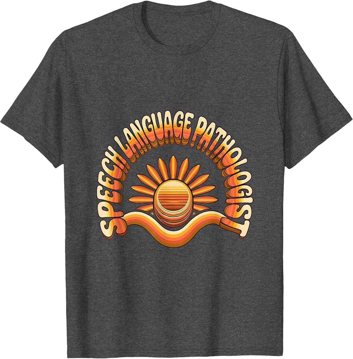 Men's Speech Language Pathologist Retro Groovy SLP Therapist Pride T-Shirt - Dark Heather Grey
