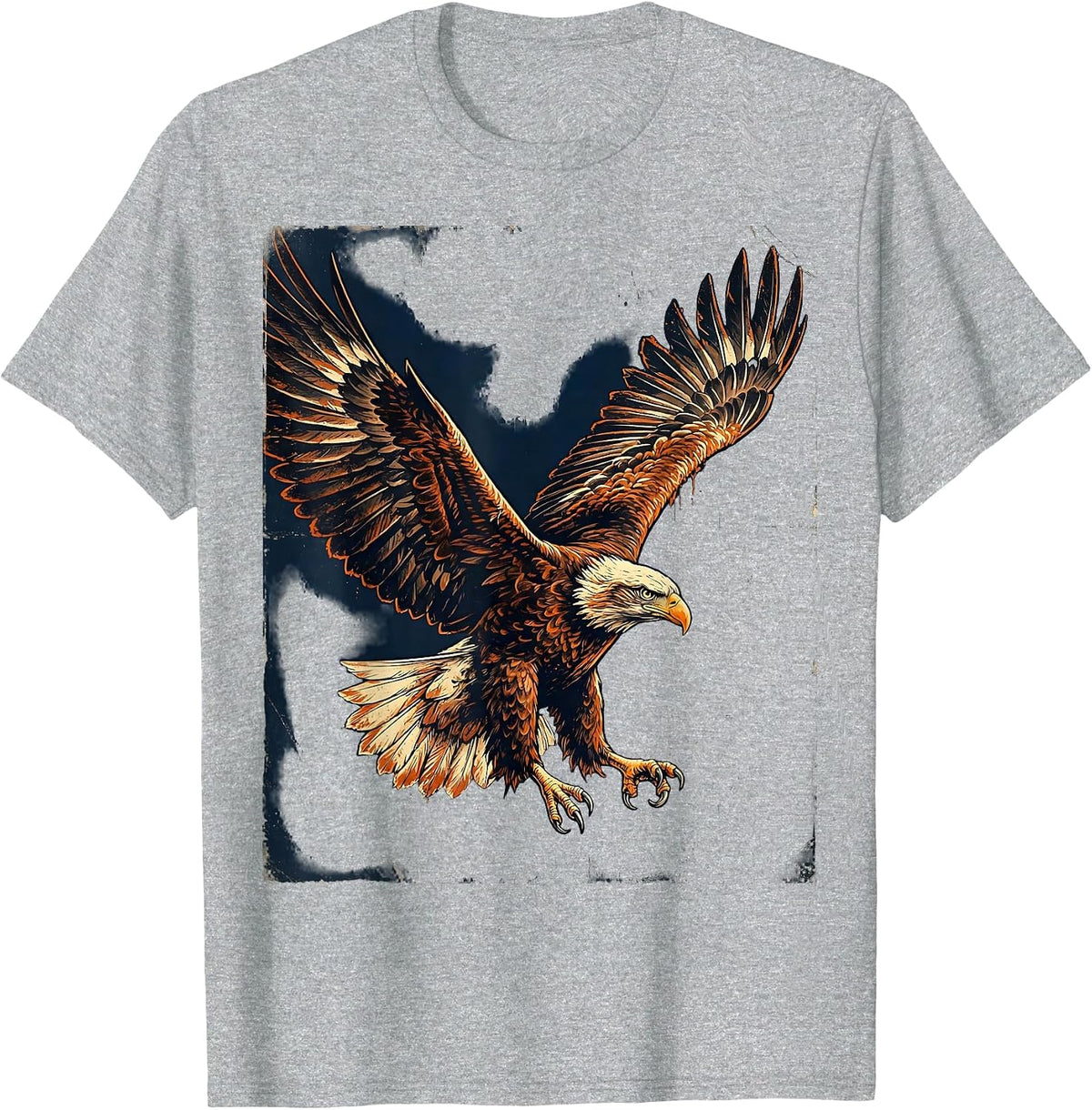 Men's Eagle Diving Wings Spread Wide Illustration T-Shirt - Heather Grey