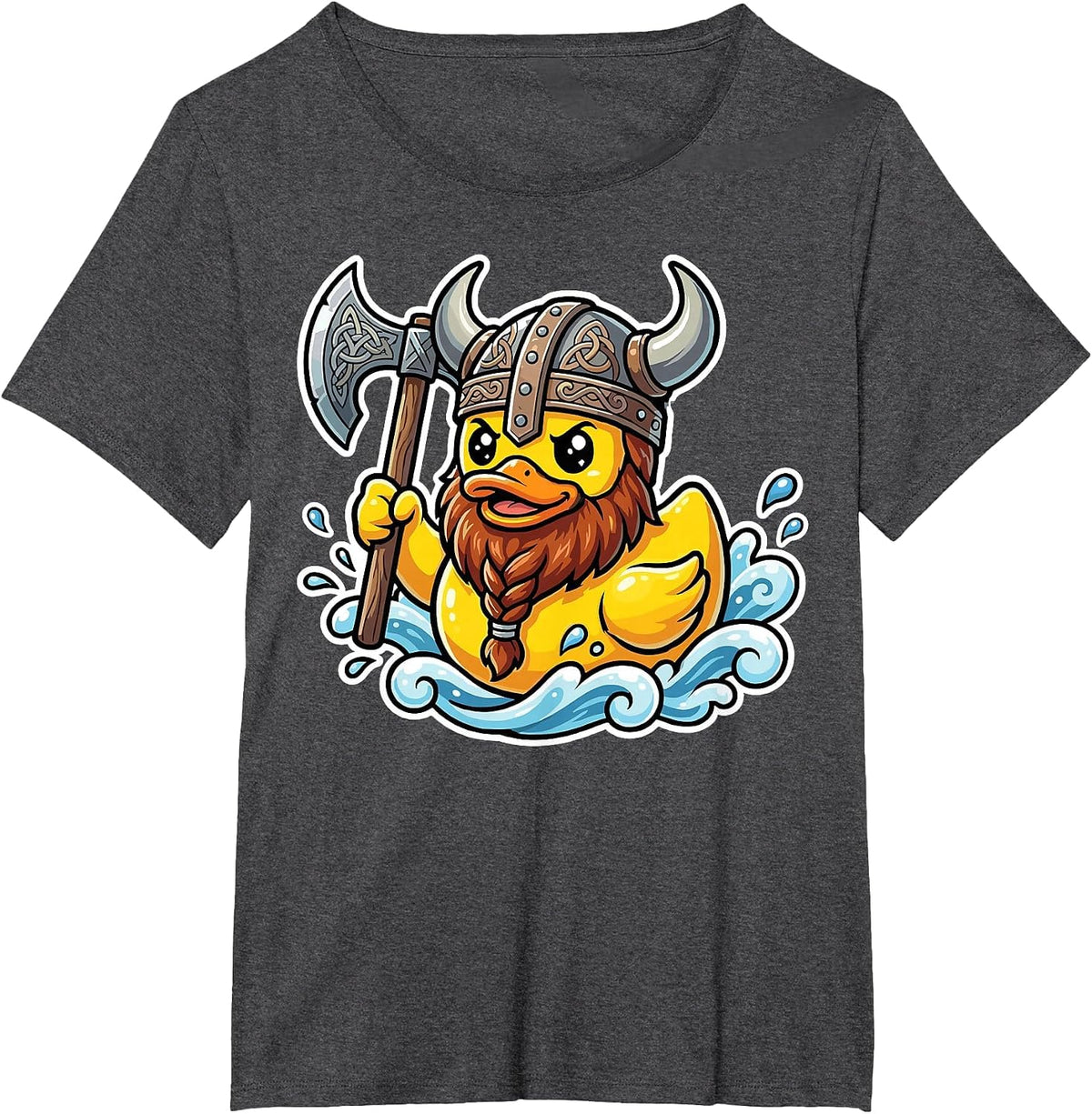Norse Rubber Duck Viking Warrior Cute Funny Duckling Lover T-Shirt - Dark Heather Grey