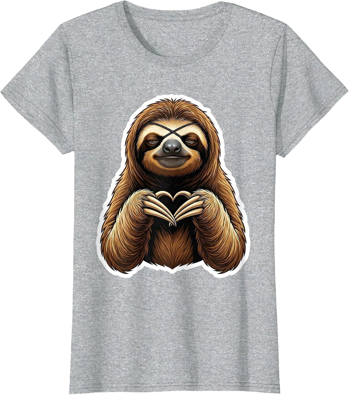 Sloth Silhouette Funny Lazy Animal Lover Humor T-Shirt - Heather Grey