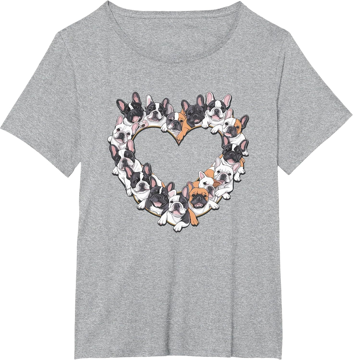 Heart French Bulldog Frenchie Bulldogs T-Shirt - Heather Grey