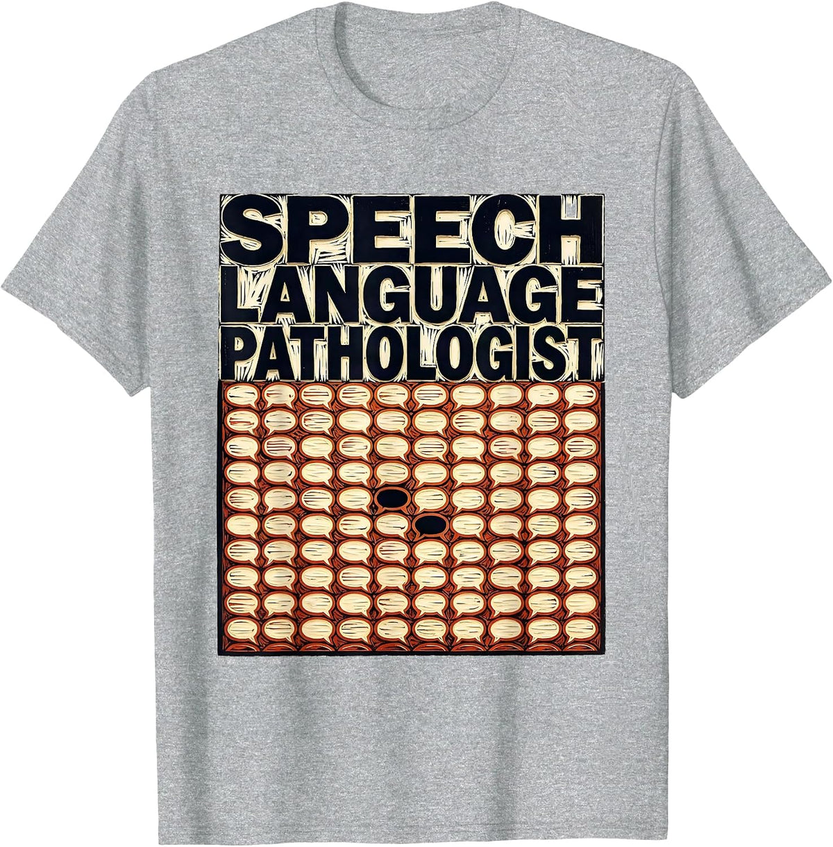 Men's Speech Language Pathologist Linocut Retro SLP Therapist T-Shirt - Heather Grey