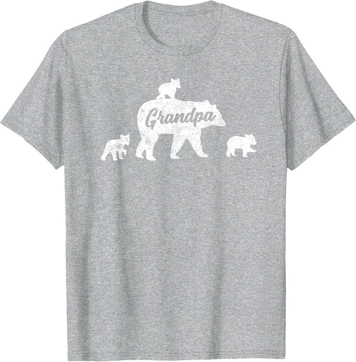 Vintage Grandpa Bear 3 Cubs T-Shirt - Heather Grey
