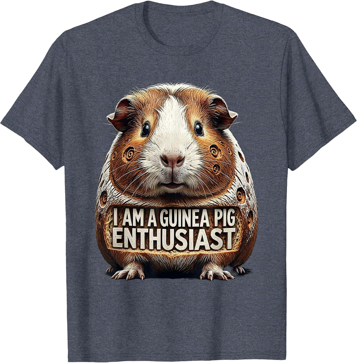 I Am A Guinea Pig Enthusiast Funny Pig Lover Woodcut T-Shirt - Heather Blue