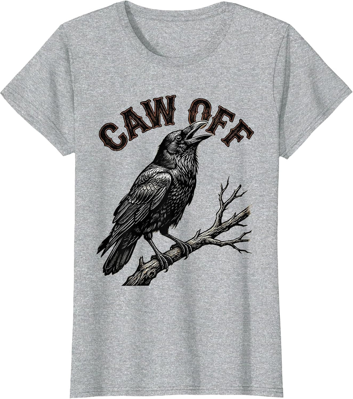 Caw Off Dark Humor Crow Raven Gothic Halloween Pun T-Shirt - Heather Grey