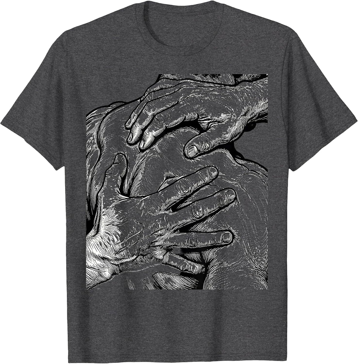 Men's Physical Therapy Shoulder Massage Illustration T-Shirt - Dark Heather Grey