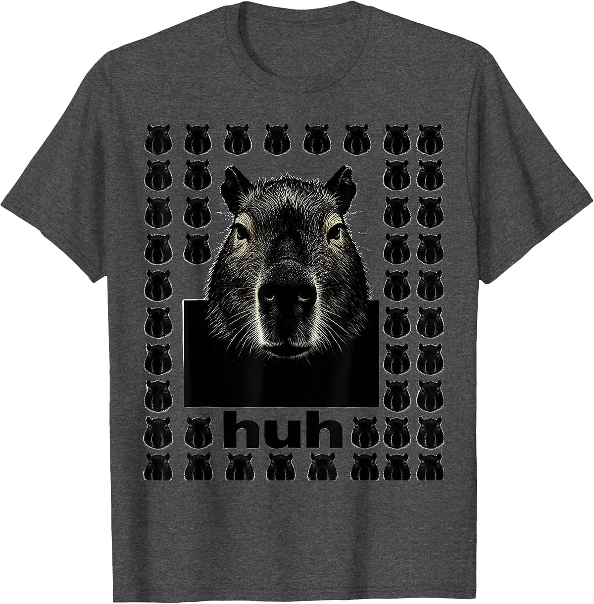 huh Funny Capybara Gamer Meme Humor Video Games T-Shirt - Dark Heather Grey