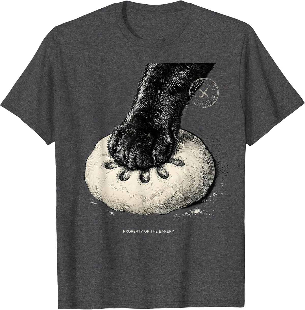 Property Of The Bakery Funny Black Cat Bakery Lover Humor T-Shirt - Dark Heather Grey
