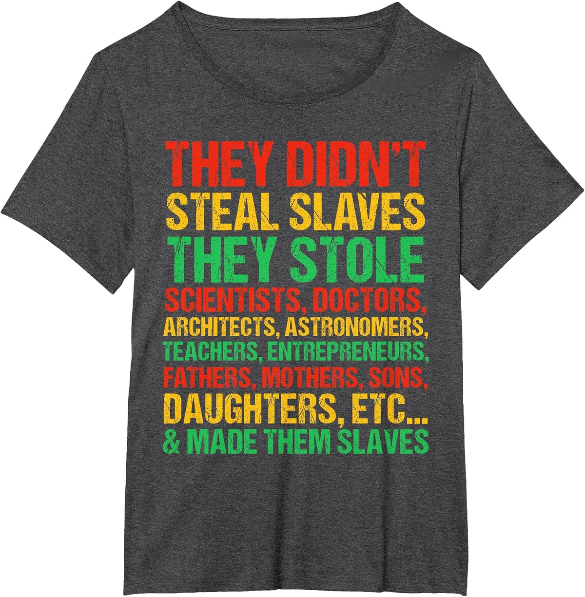 They Didn't Steal Slaves Black History Month Pride T-Shirt - Dark Heather Grey