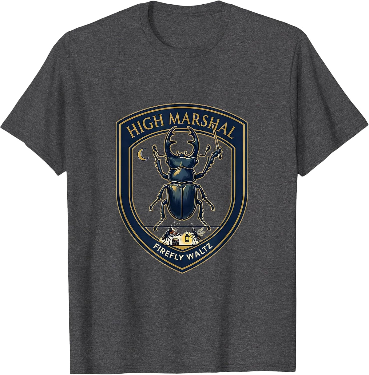 Men's High Marshal Firefly Waltz Vintage Insect Band Nature Lover T-Shirt - Dark Heather Grey