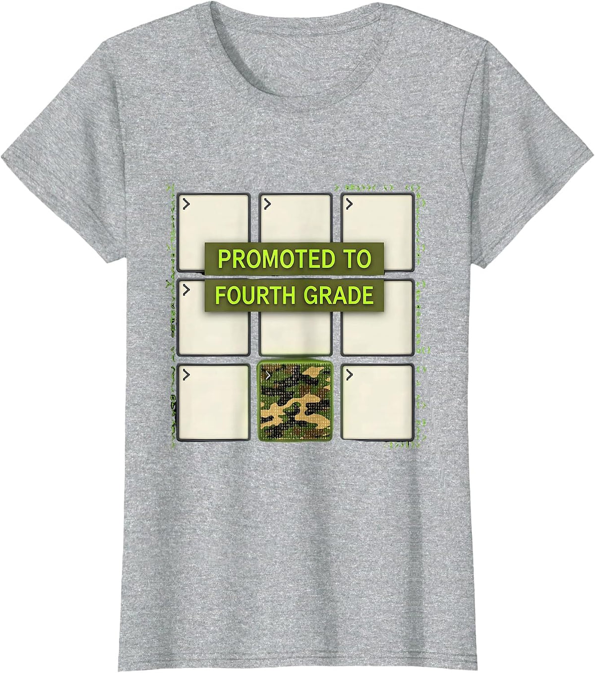 Promoted To Fourth Grade Camo Back To School Boys T-Shirt - Heather Grey