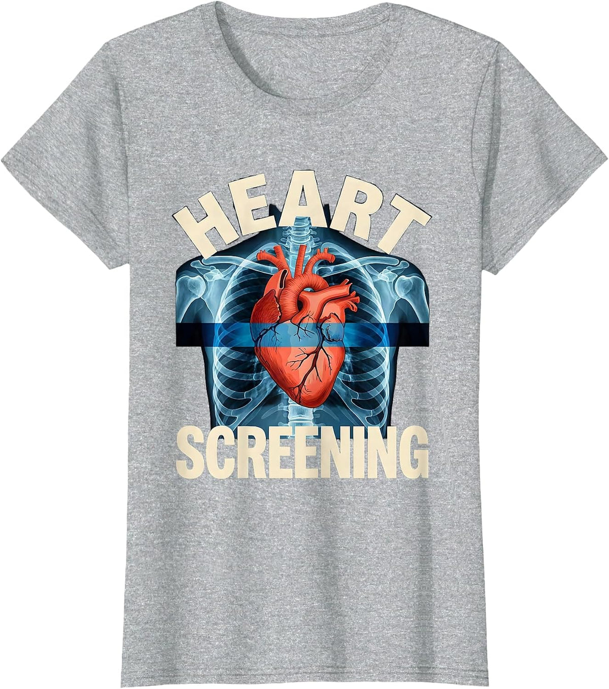 Heart Screening Funny Radiology Tech Valentine Skeleton T-Shirt - Heather Grey