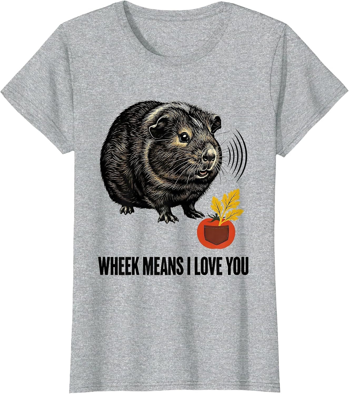 Women's Wheek Means I Love You Funny Guinea Pig Cavy Lover Gift T-Shirt - Heather Grey