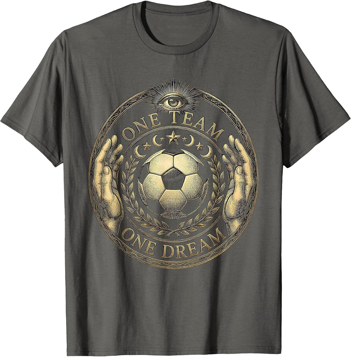 Men's One Team One Dream Soccer Graphic Design T-Shirt - Asphalt Grey