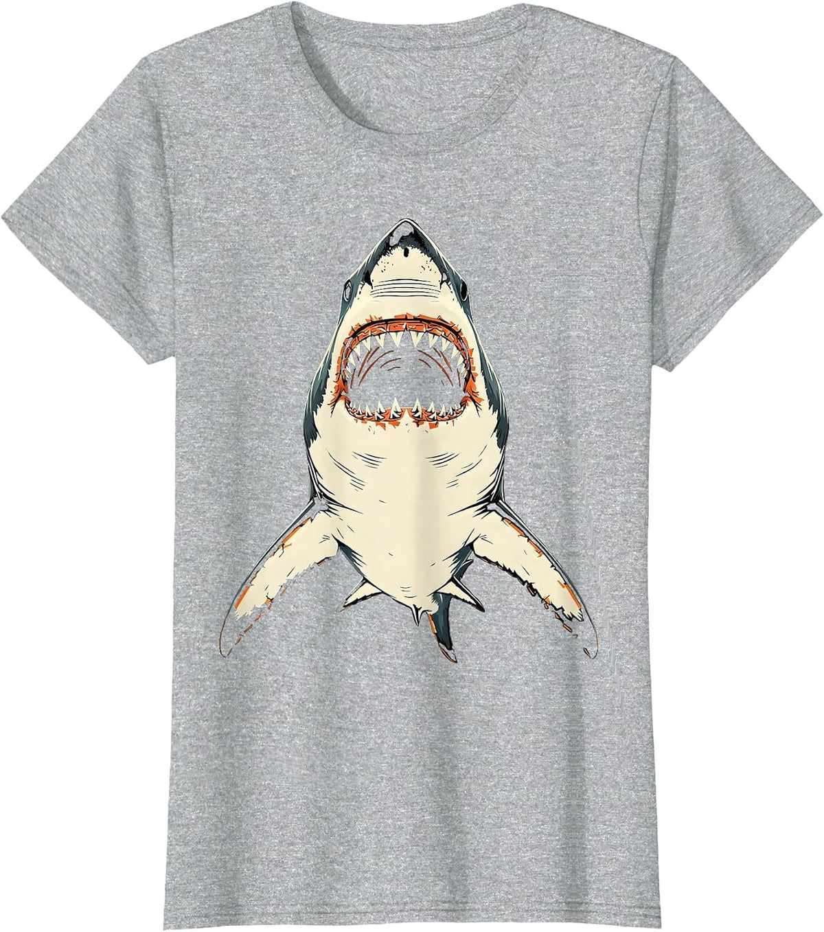 Women's Great White Shark Below Surface Graphic T-Shirt - Heather Grey
