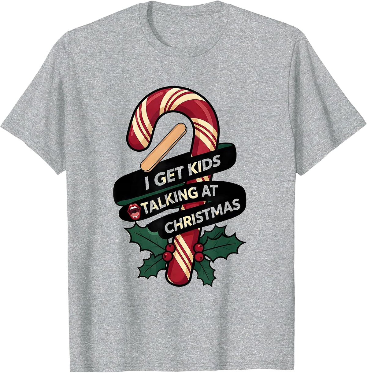 Men's I Get Kids Talking at Christmas Funny Speech Therapist SLP T-Shirt - Heather Grey