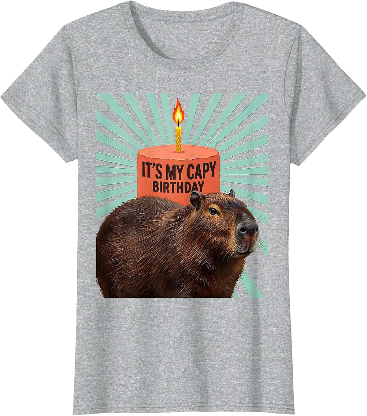 Women's It's My Capy Birthday Playful Kids Party Capybara Animal T-Shirt - Heather Grey