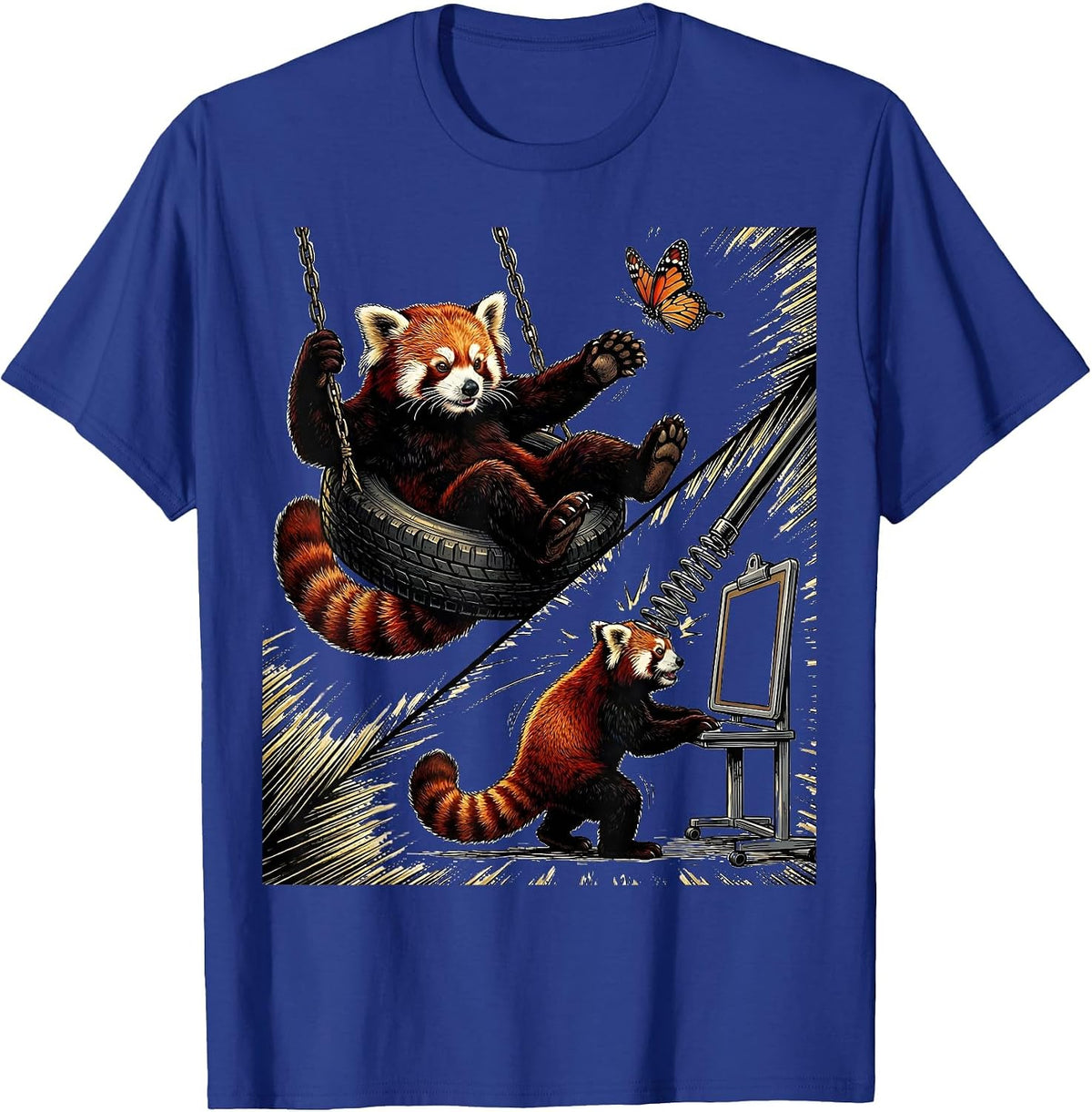 Men's Red Panda Dilly Dally Forced To Lock In Meme Humor T-Shirt - Royal Blue