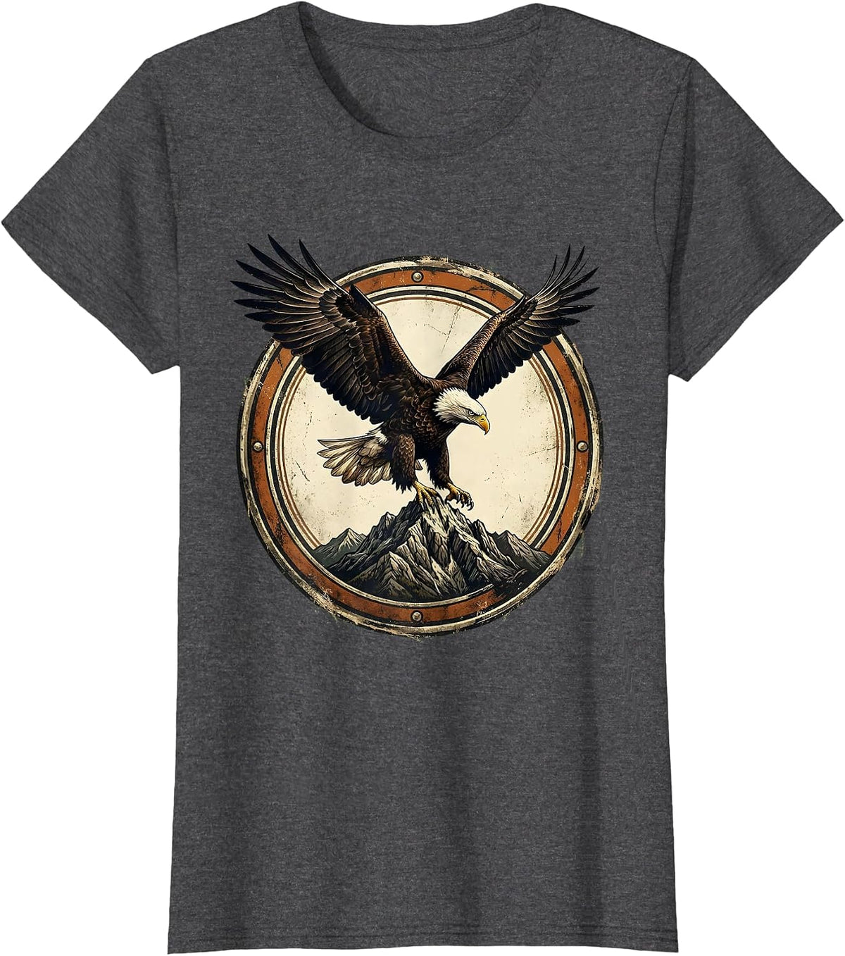 Women's God Is Good Bald Eagle Mountain Summit Design T-Shirt - Dark Heather Grey