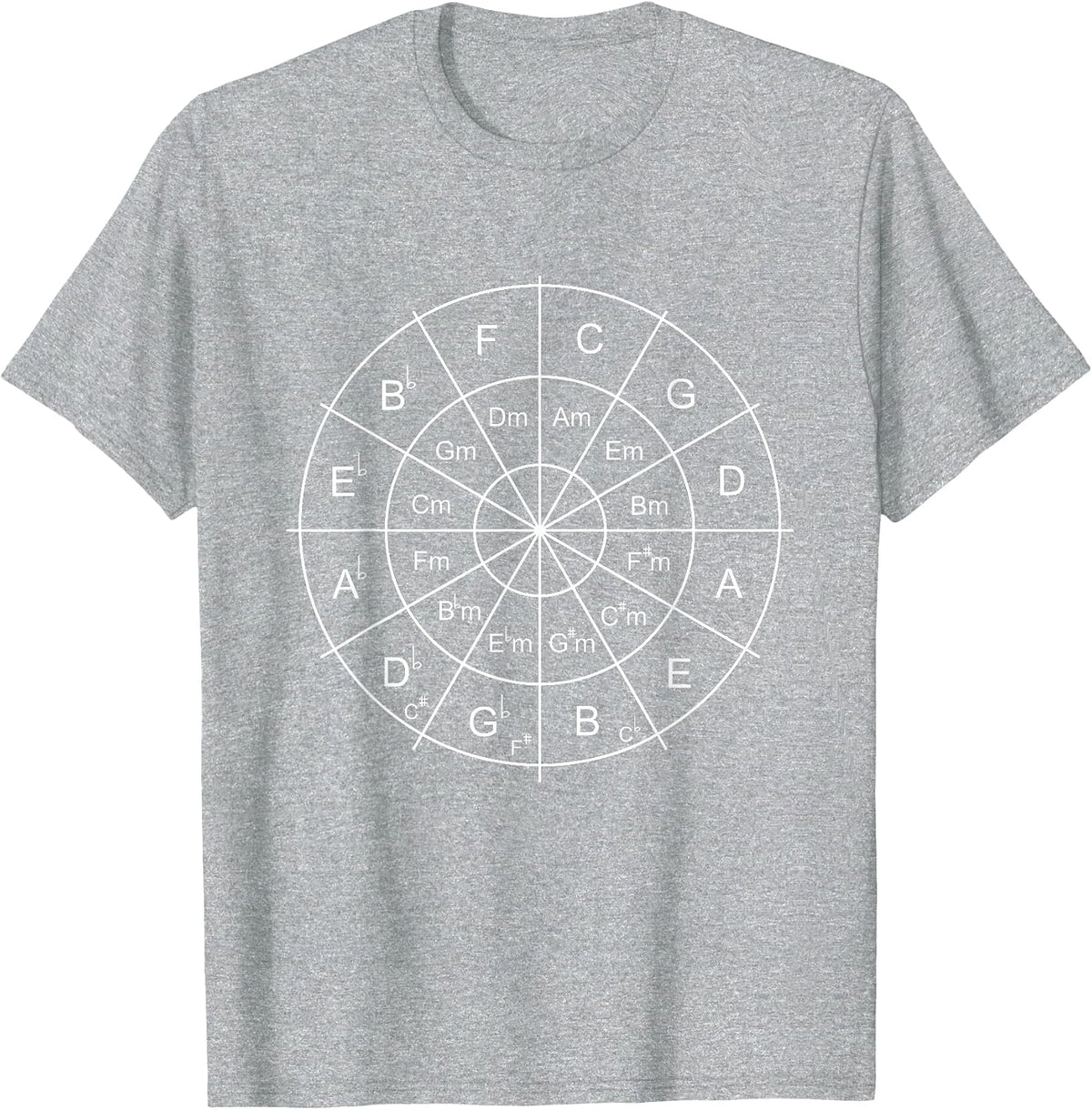 Circle of Fifths Music Teacher Music Student Musician T-Shirt - Heather Grey