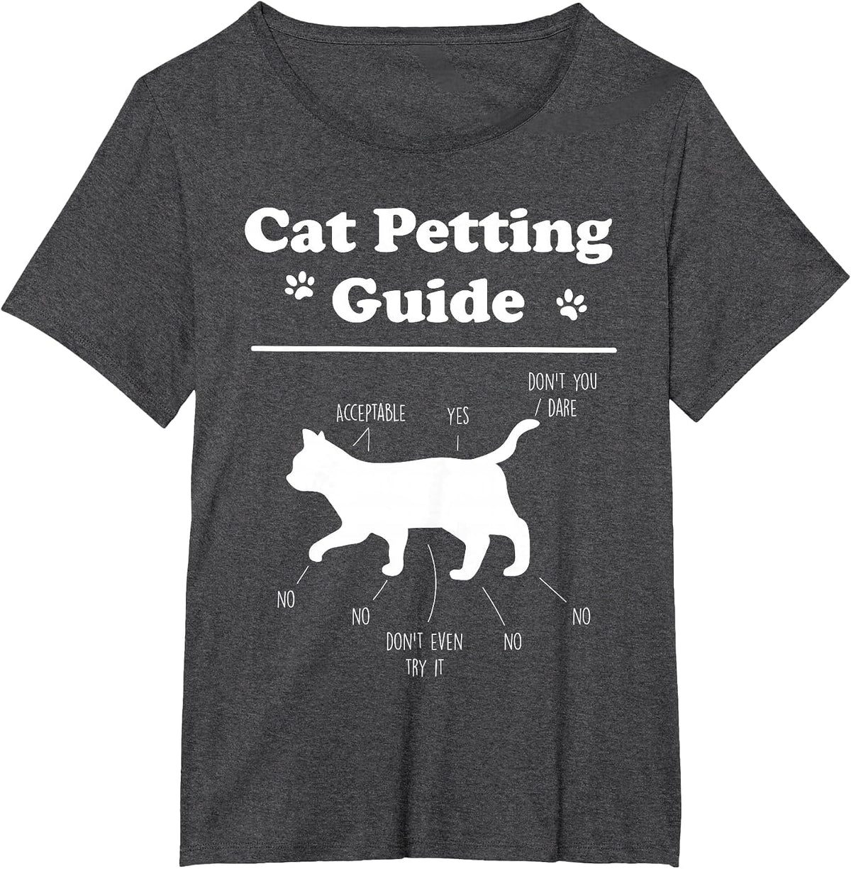 Cat Petting Guide Funny Cat Owner Pet Kitten Petting Guide T-Shirt - Dark Heather Grey