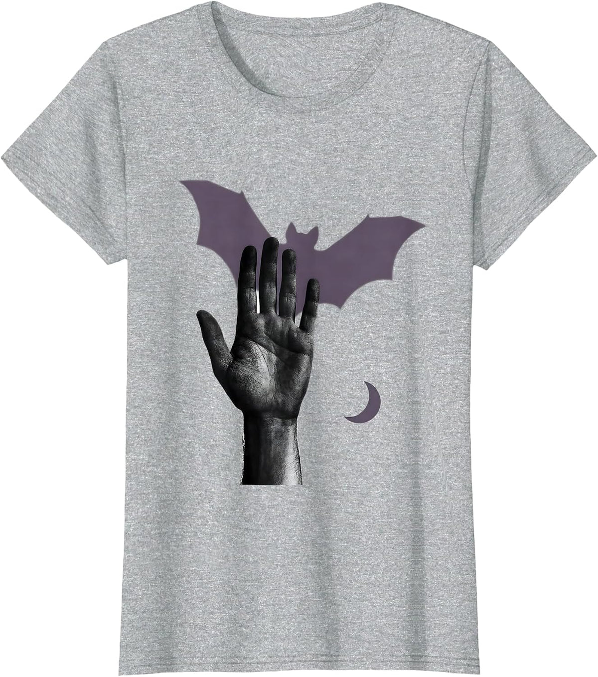 Raised Hand Bat Shadow Halloween Radiology Tech Humor T-Shirt - Heather Grey