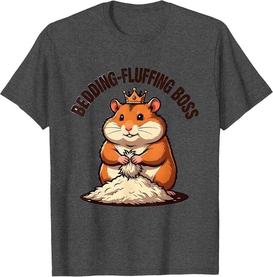 Men's Bedding-Fluffing Boss Cartoon Hamster Meme Pet Lover Humor T-Shirt - Dark Heather Grey