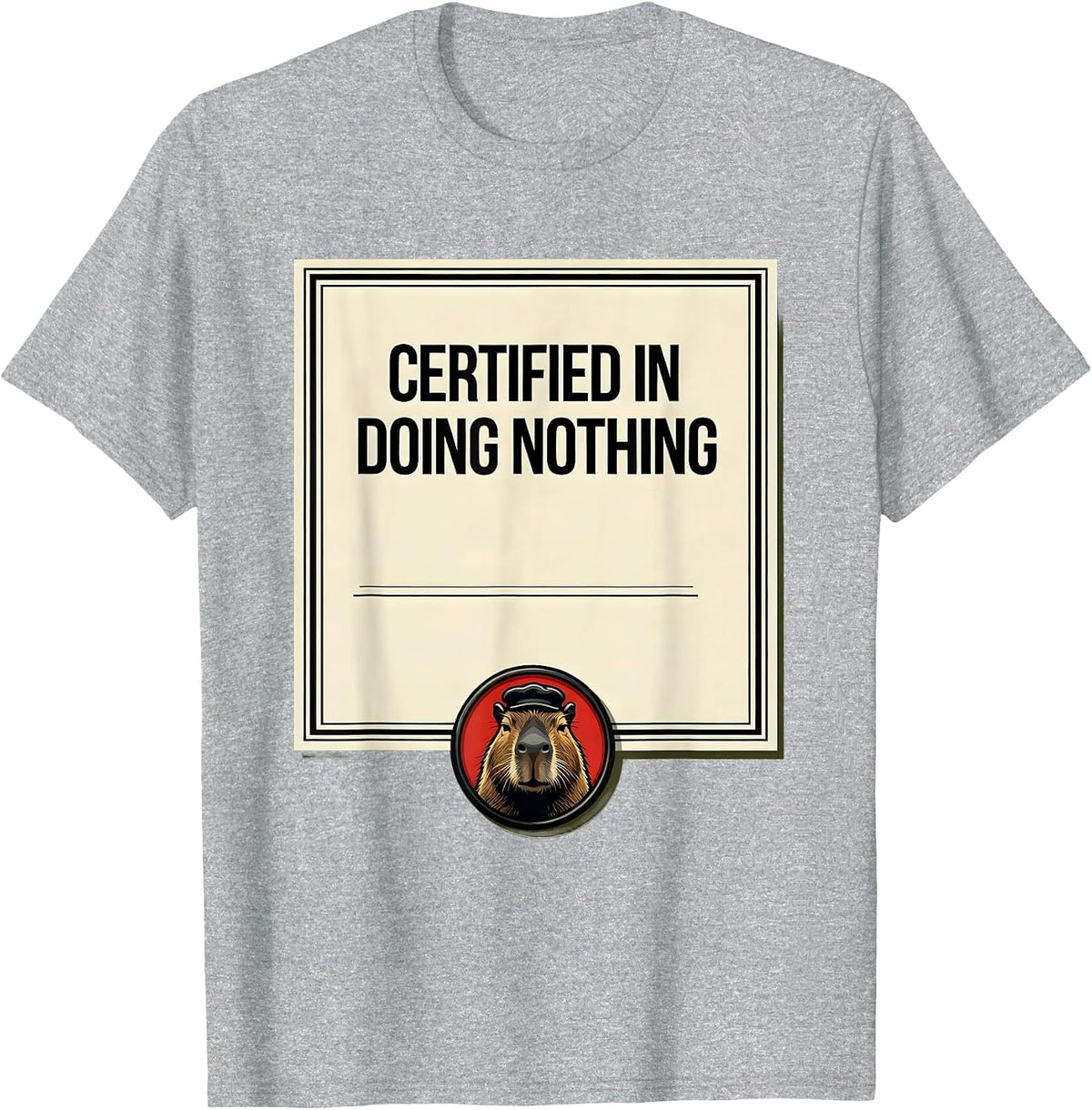 Men's Certified In Doing Nothing Funny Capybara Meme Animal Lover T-Shirt - Heather Grey