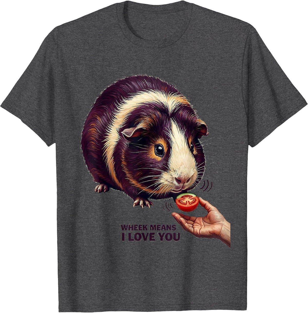 Wheek Means I Love You Funny Guinea Pig Lover Pet Pig Humor T-Shirt - Dark Heather Grey
