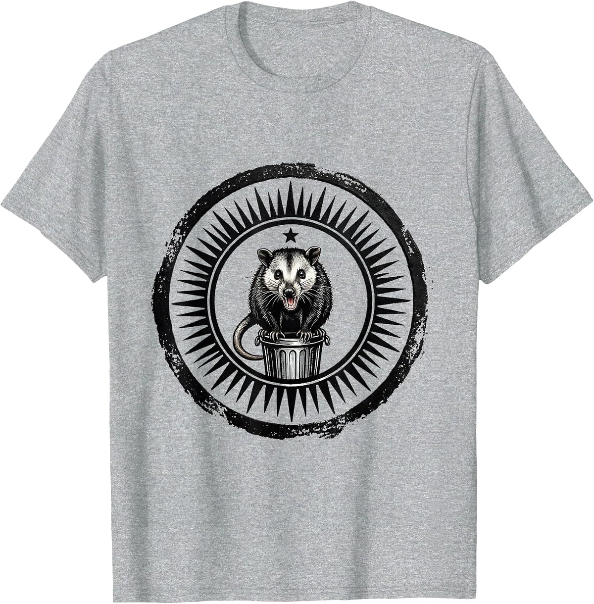 Men's Opossum Seal Angry Rubber Stamp Meme Humor T-Shirt - Heather Grey