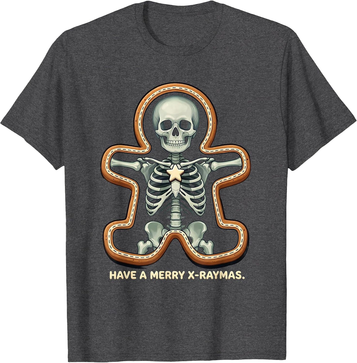 Have A Merry X-Raymas Cartoon Radiology Tech Christmas T-Shirt - Dark Heather Grey