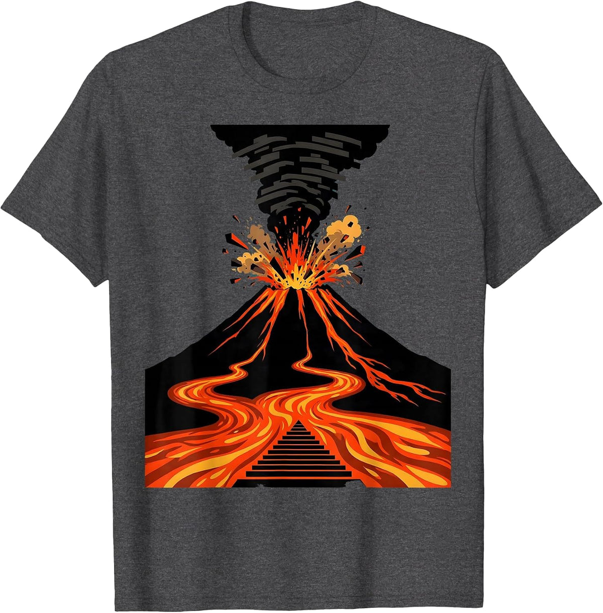 Mexican Volcano Eruption Lava Flow Graphic Design T-Shirt - Dark Heather Grey