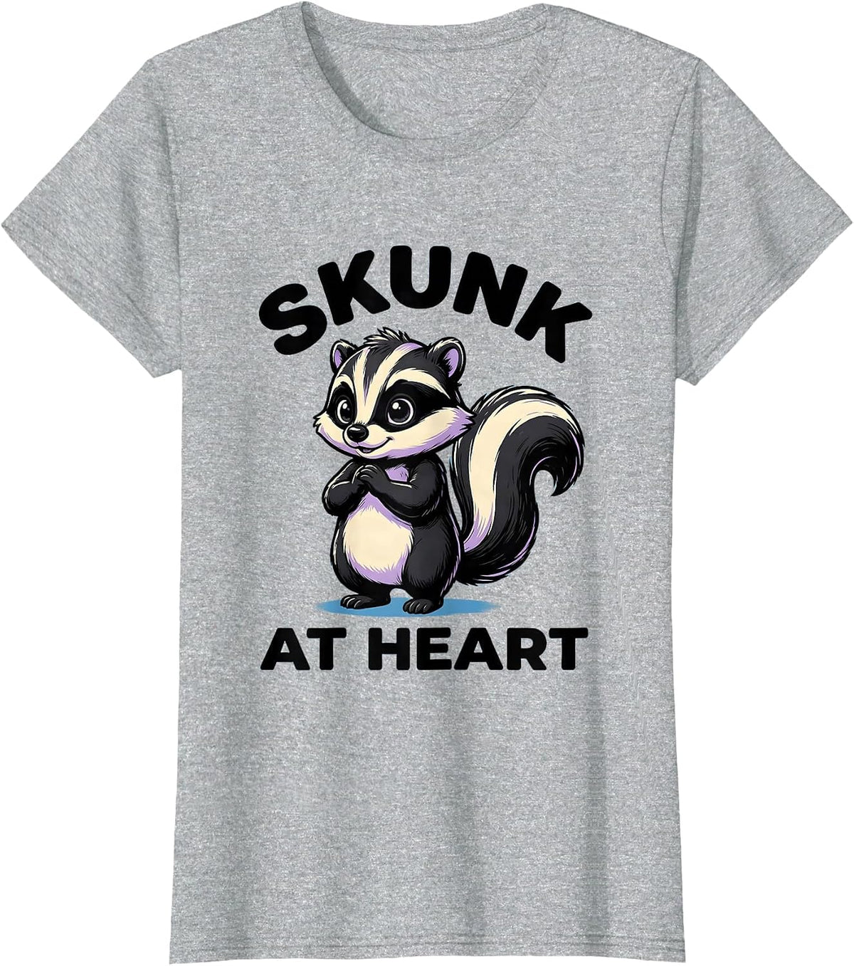 Skunk At Heart Cute Kawaii Skunk Lover Gift Animal Humor T-Shirt - Heather Grey