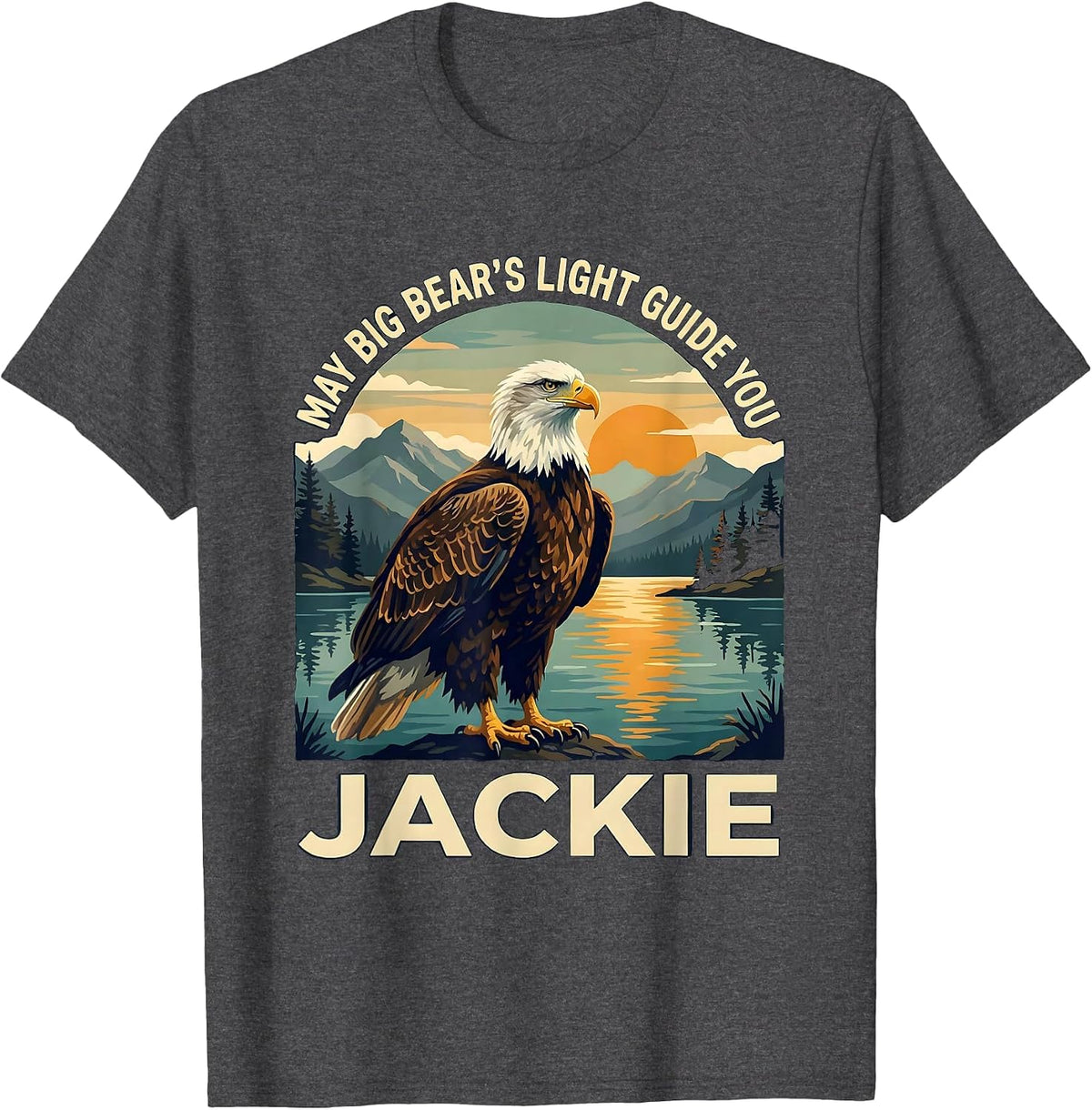 Men's May Big Bear's Light Guide You Jackie Vintage Eagle Memorial T-Shirt - Dark Heather Grey