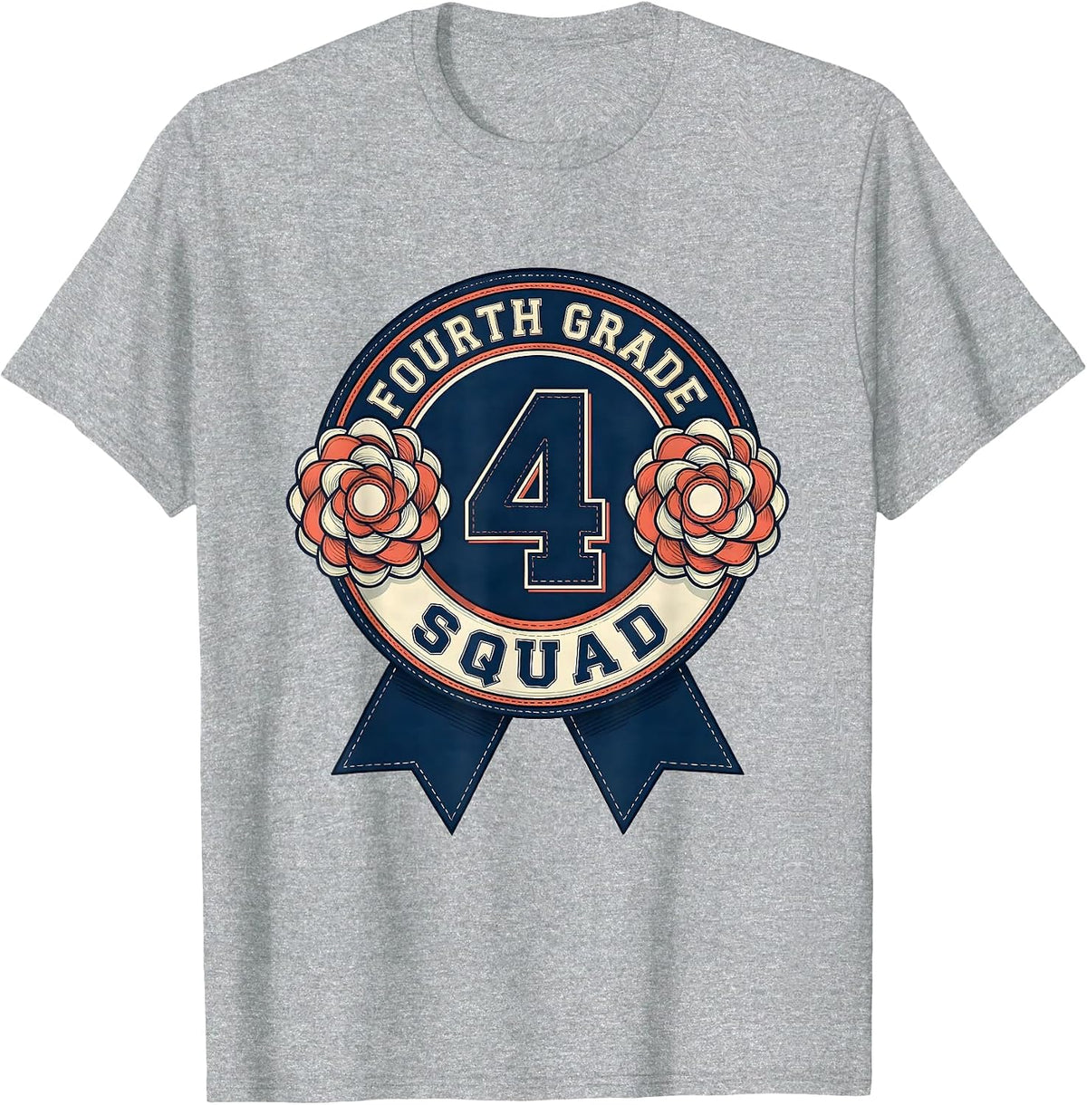 Men's Fourth Grade Squad Cheerful Pennant Back To School Girls T-Shirt - Heather Grey