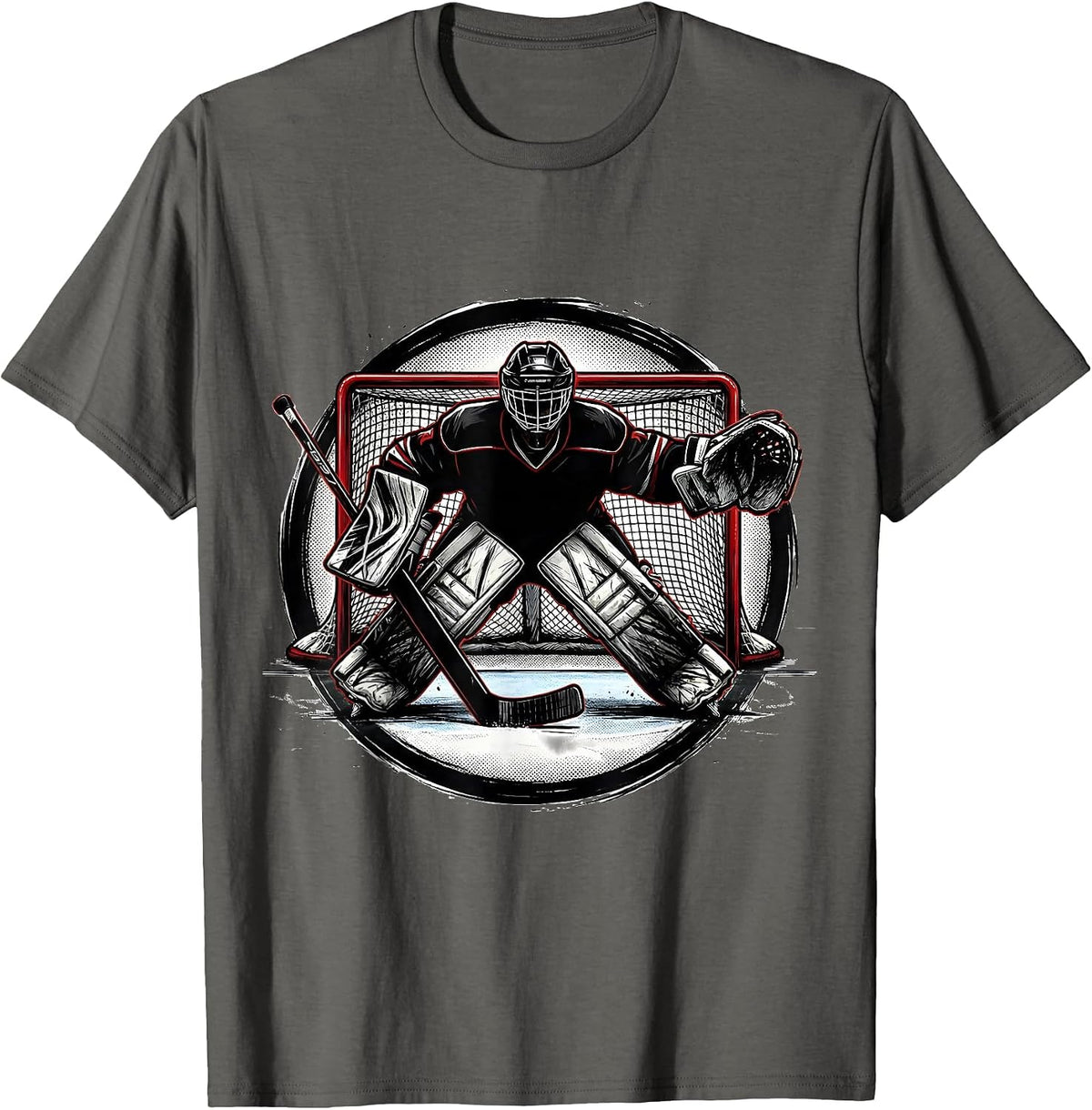 Men's Goalie Silhouette Lone Guardian of the Net T-Shirt - Asphalt Grey