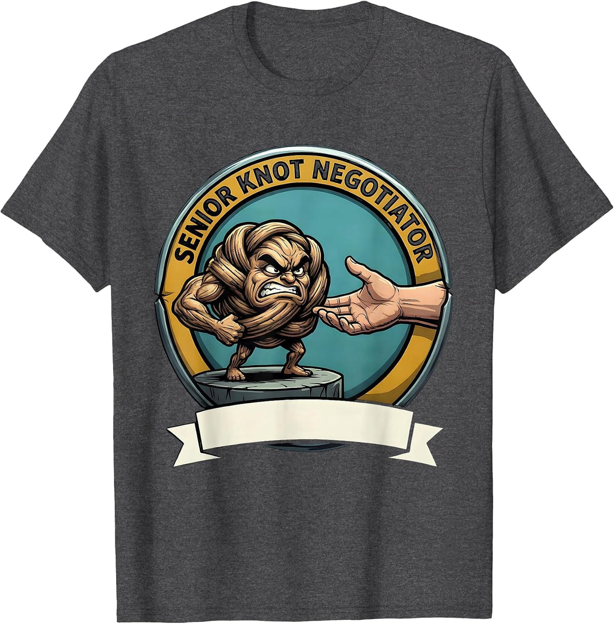 Men's Senior Knot Negotiator Funny Massage Therapist Chiropractor T-Shirt - Dark Heather Grey