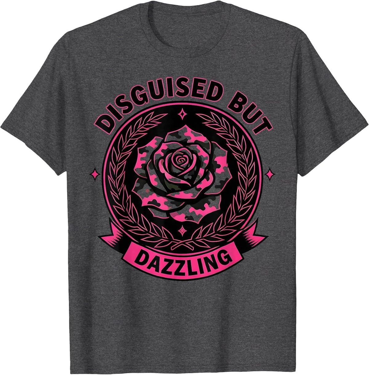 Disguised But Dazzling Camo Design for Women T-Shirt - Dark Heather Grey