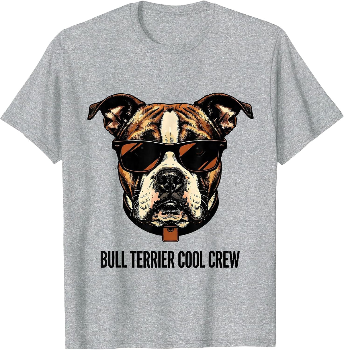 Men's Bull Terrier Cool Crew Funny Dog Lover Humor T-Shirt - Heather Grey