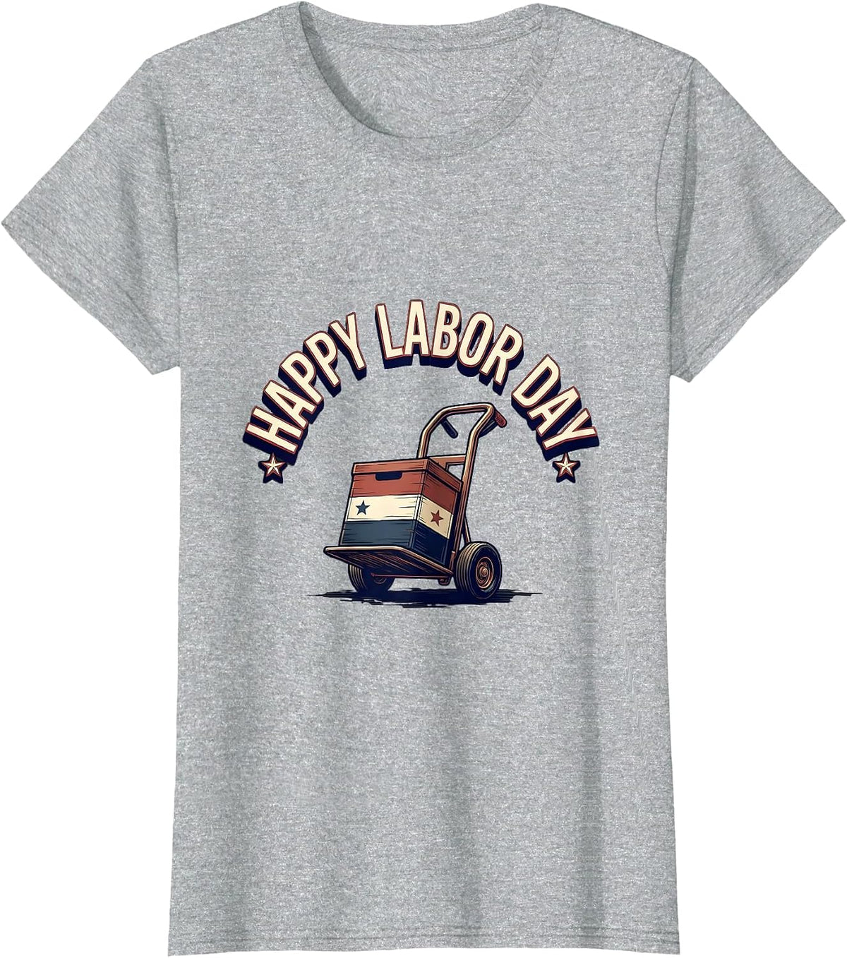 Women's Happy Labor Day Patriotic Union Pride Sign Painter Style T-Shirt - Heather Grey