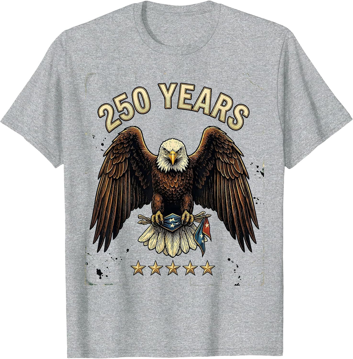 Men's 250 YEARS Vintage Patriotic Eagle Flag 250th Anniversary T-Shirt - Heather Grey