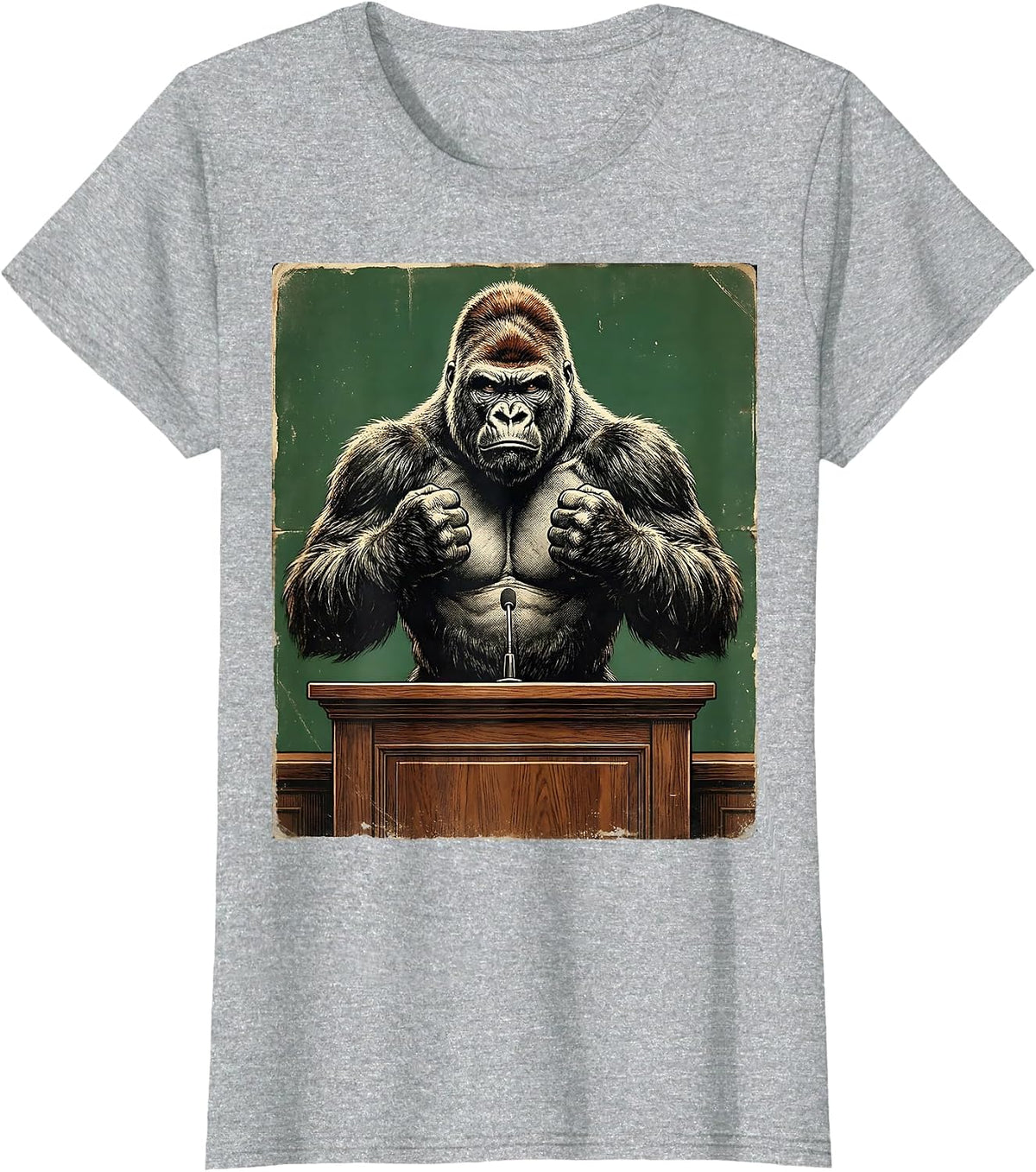 Master Debater Gorilla Chest Pound Debate Stage T-Shirt - Heather Grey