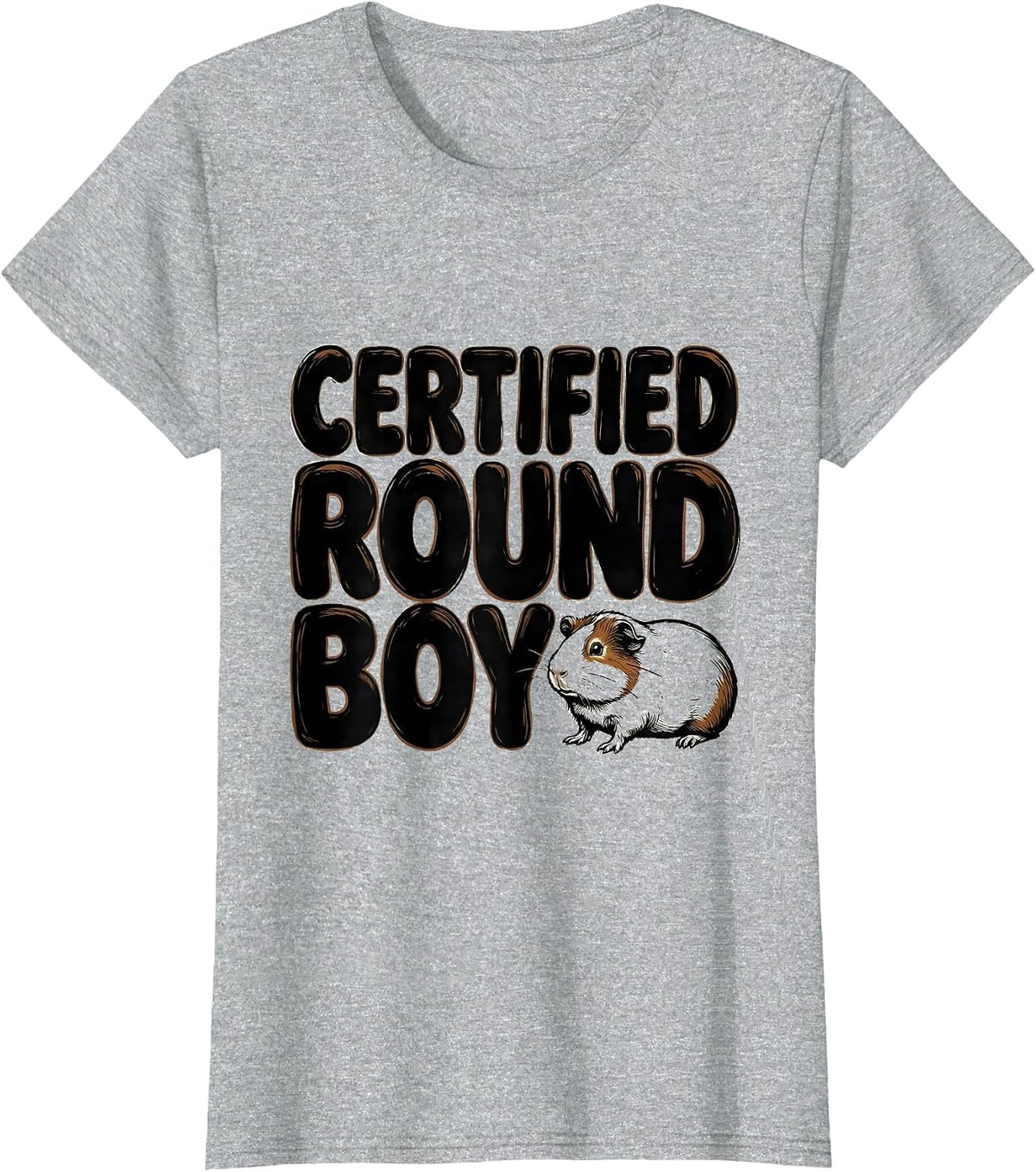 Women's Certified Round Boy Funny Guinea Pig Lover Pet Owner Humor T-Shirt - Heather Grey