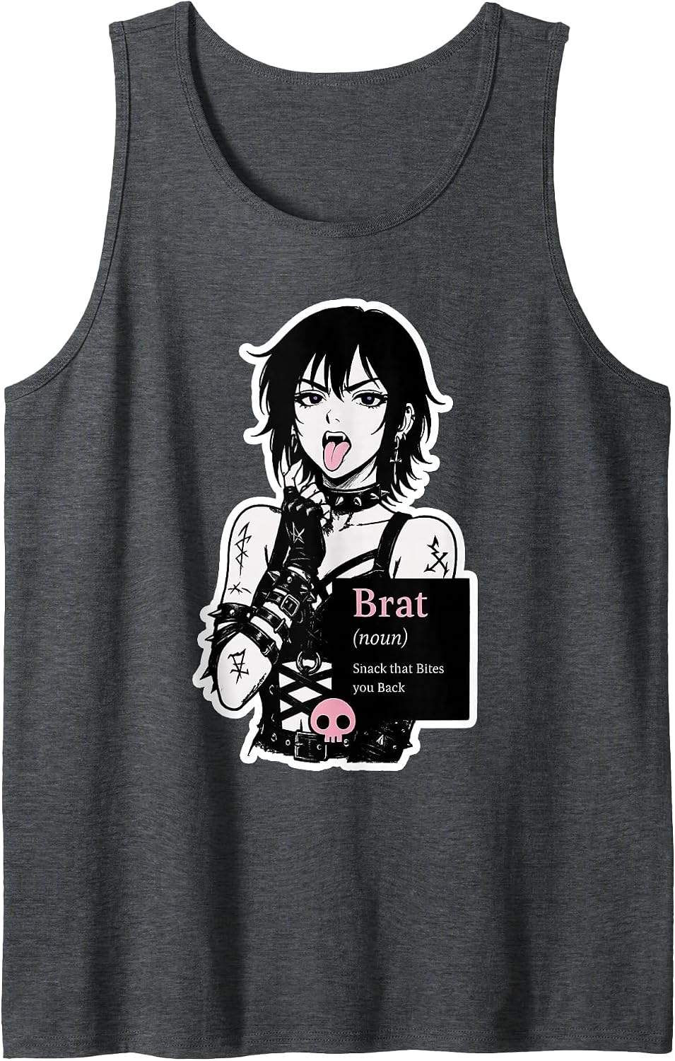 Brat Goth Girl Snack That Bites Back Alt Anime Punk Original Tank Top - Dark Heather Grey
