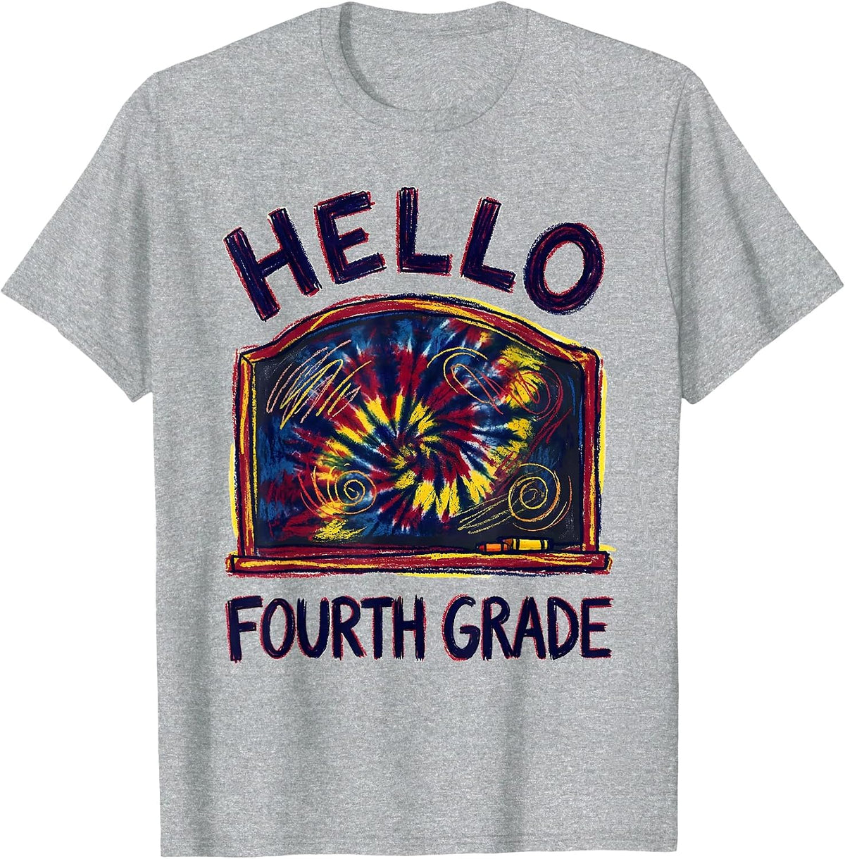 Men's Hello Fourth Grade Naive Kidcore Back To School Grade Level T-Shirt - Heather Grey